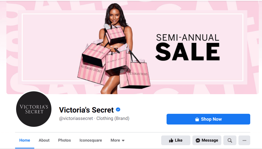 How to grow your business on Facebook -Victoria secret page on facebook